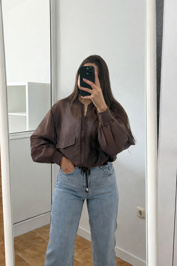 BOMBER SEMITRANSPARENTE - CHOCO