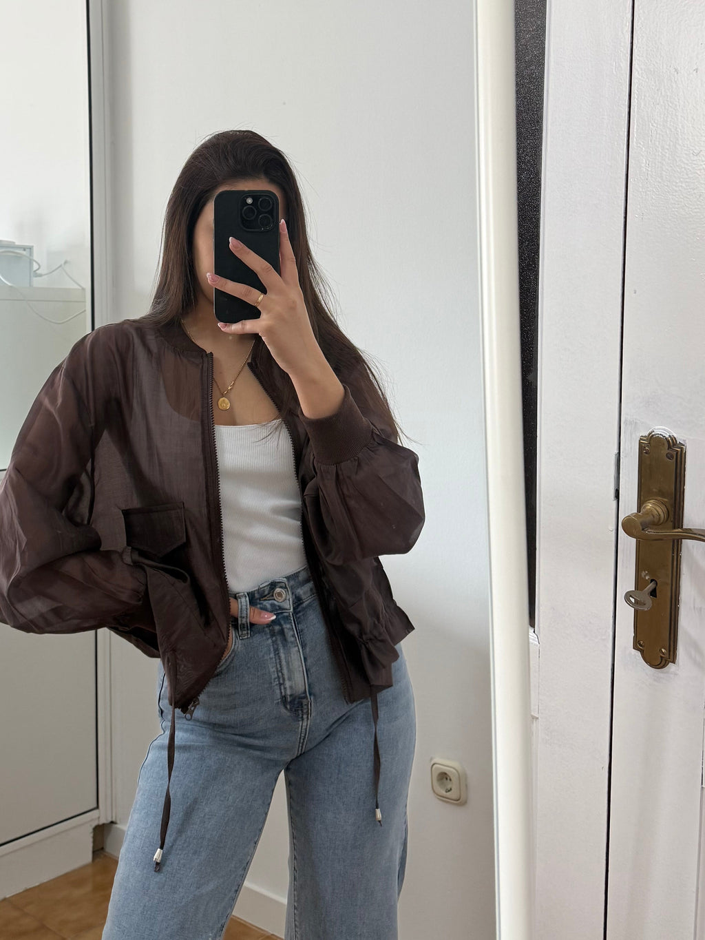 BOMBER SEMITRANSPARENTE - CHOCO