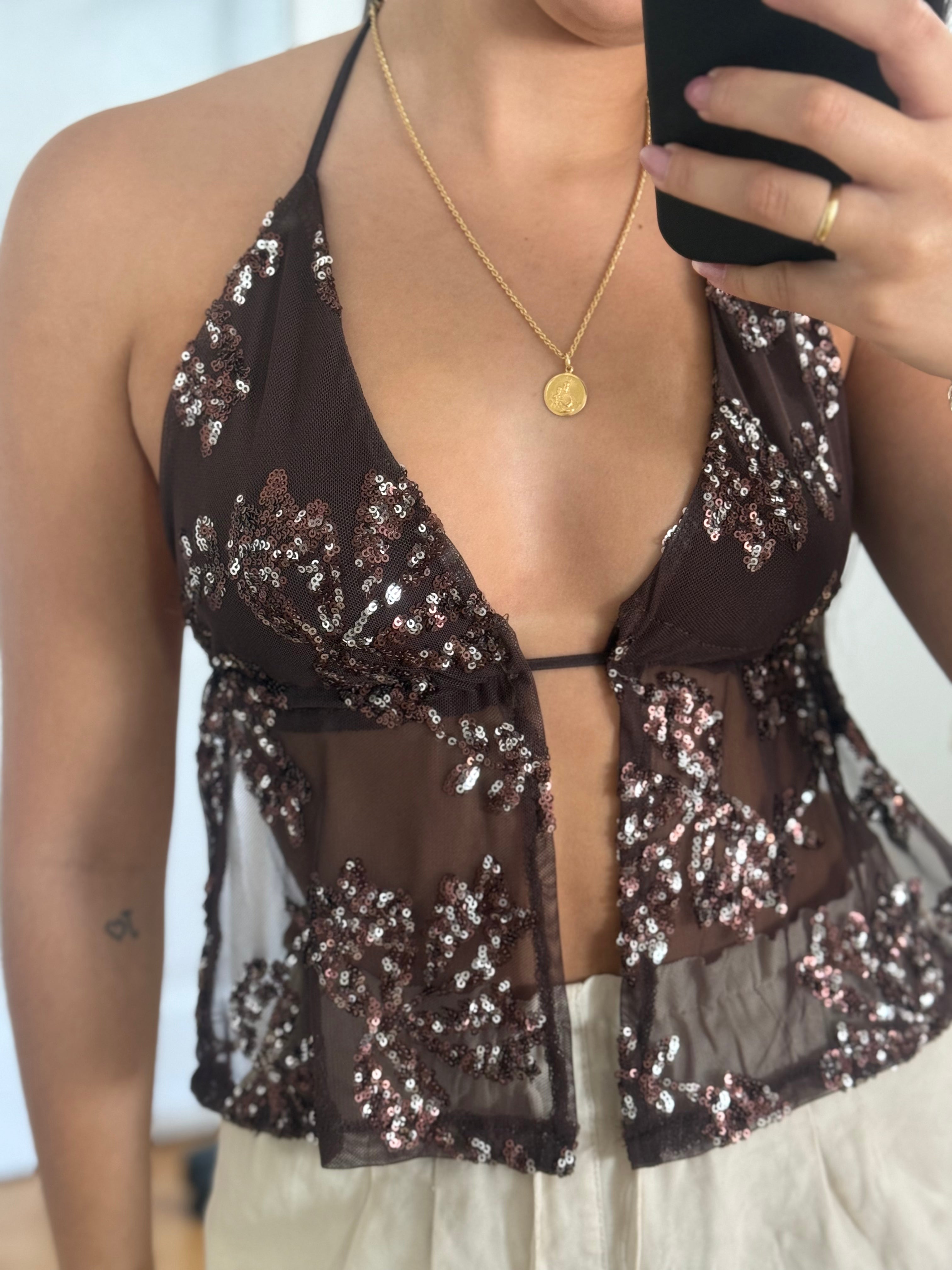 TOP LENTEJUELAS - CHOCO
