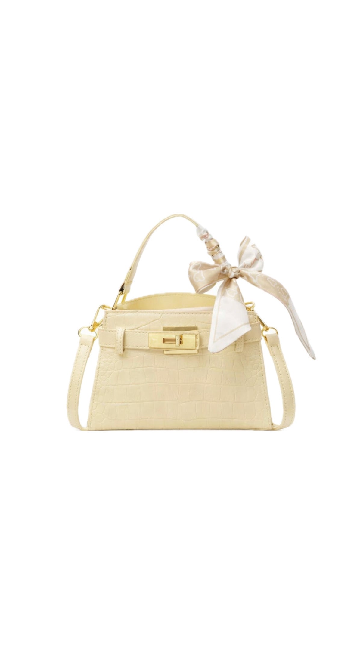 BOLSO ESTAMPADO COCODRILO - AMARILLO PASTEL