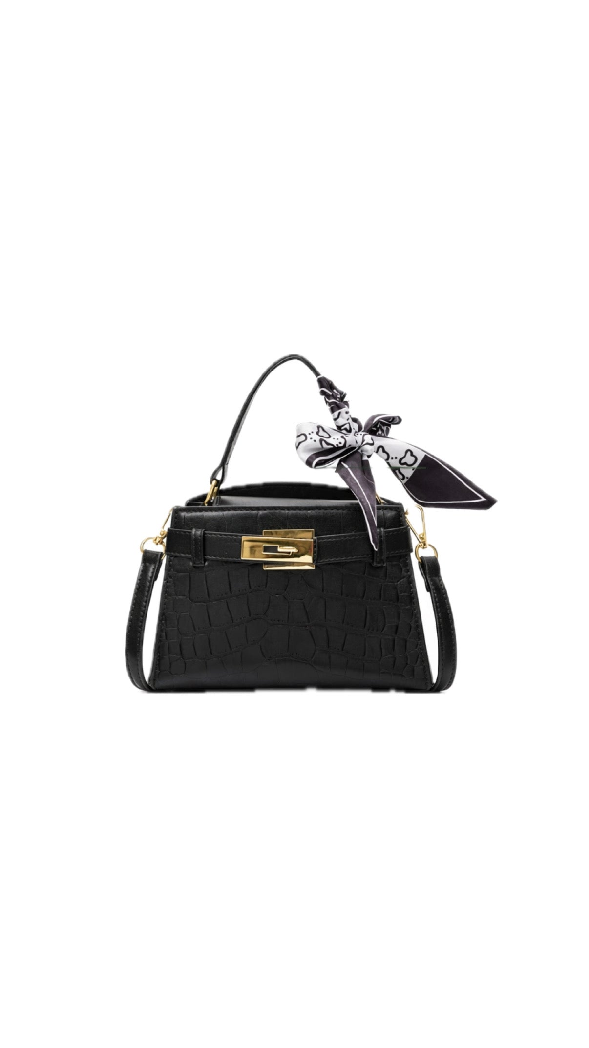 BOLSO ESTAMPADO COCODRILO - NEGRO